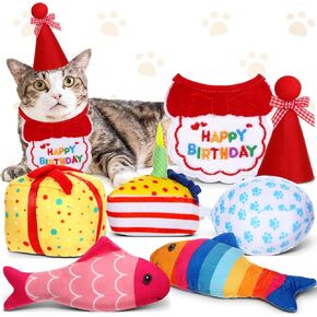 7 قطع كعكة عيد ميلاد القط لعبة مجموعة عيد ميلاد تحت عنوان النعناع البري اللعب القط قبعة عيد ميلاد وشاح القط هدية عيد ميلاد القط التفاعلية لعبة عيد ميلاد كعكة مربع الأسماك بالون اللعب مع النعناع البري للقطط داخلي مضغ in Kuwait