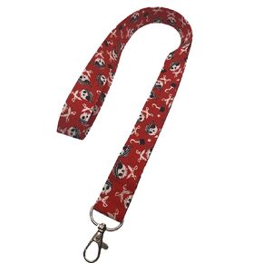 Skull Pirate Lanyard ID Badge Key Keeper Keychain Camera Strap Teacher Red