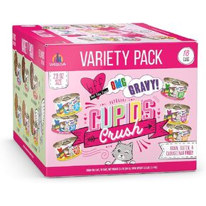 B.F.F. OMG - Best Feline Friend Oh My Gravy! Cupid's Crush Natural Grain-Free Wet Cat Food Variety Pack, 2.8oz Can (Pack of 18)