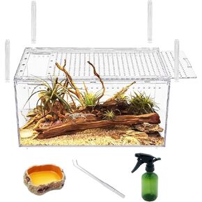 【No Assembly】 Reptile Tank Enclosure with Magnetic Button.12" * 8" * 6" Thicken Snake Enclosure Cage,Batch Stackable Reptile Breeding Tank for Insect,Fish,Tarantula,Hermit crab,Jumping spider,Iguana