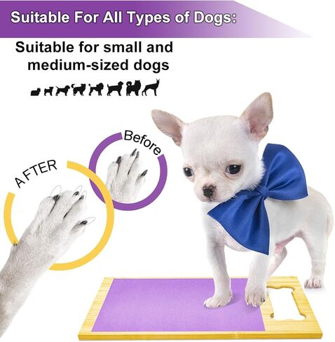 Bamboo Dog Scratch Pad for Nails, Stress/Fear Free Nail Care, Nail Scissors Grinder Alternative, Dog Nail Grinding Trainer, Dog Nail Scratch Board for Dogs Paw (23.5"x 11" x0.5", Purple) in Saudi Arabia