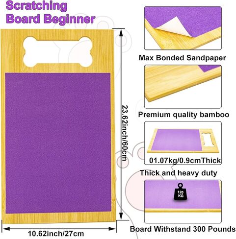 Bamboo Dog Scratch Pad for Nails, Stress/Fear Free Nail Care, Nail Scissors Grinder Alternative, Dog Nail Grinding Trainer, Dog Nail Scratch Board for Dogs Paw (23.5"x 11" x0.5", Purple) in Saudi Arabia