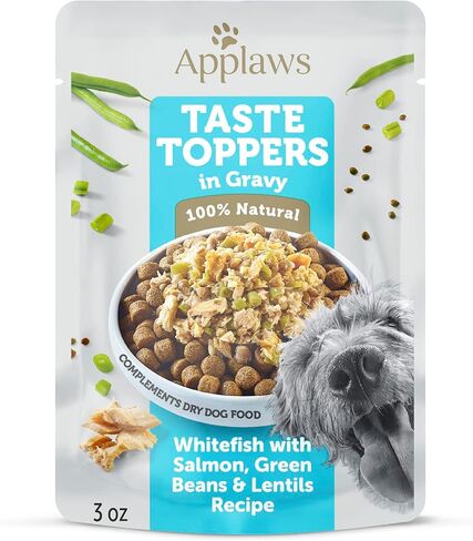 Applaws Taste Toppers، غطاء طعام طبيعي للكلاب، 12 قطعة، وجبة مكونة محدودة للكلاب، دجاج مع البازلاء والقرع في المرق، أكياس 3 أونصة in Saudi Arabia