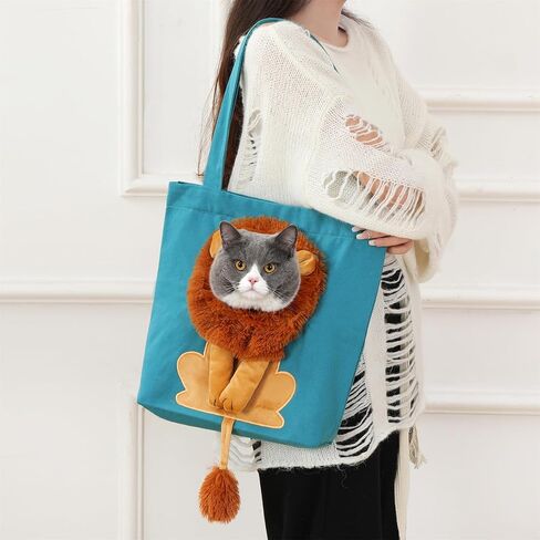 Pet Canvas Shoulder Bag Cat Carrier Portable Chest Cat Bag Outdoor Dog Tote Bag Travel Handbag for Small Cat Dog Animal Supplies (Dark Gray, Large) in Kuwait