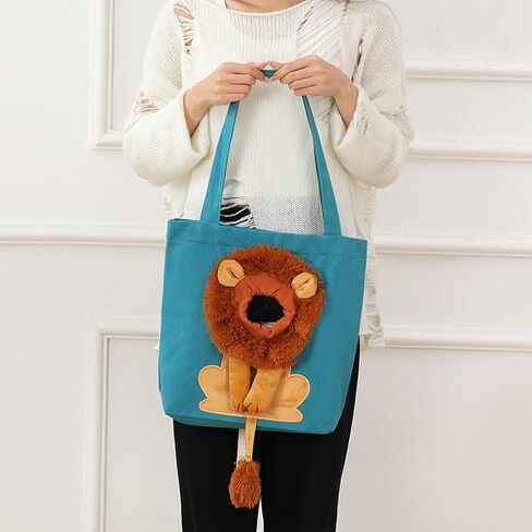 Pet Canvas Shoulder Bag Cat Carrier Portable Chest Cat Bag Outdoor Dog Tote Bag Travel Handbag for Small Cat Dog Animal Supplies (Dark Gray, Large) in Kuwait