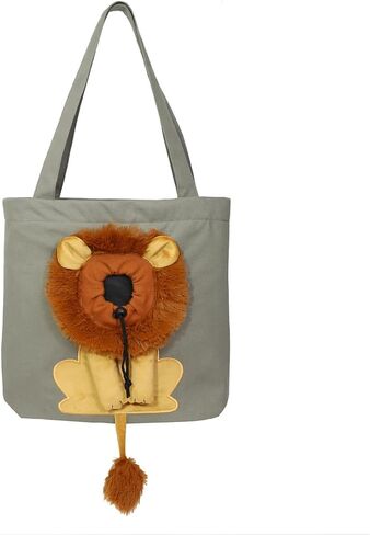 Pet Canvas Shoulder Bag Cat Carrier Portable Chest Cat Bag Outdoor Dog Tote Bag Travel Handbag for Small Cat Dog Animal Supplies (Dark Gray, Large) in Kuwait