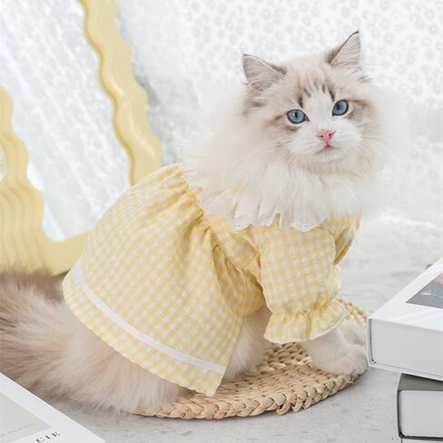 Fashion Pet Dog Clothes, Cute Dresses for Small Dogs Cats Summer Puppy Skirt Pup Yorkie Clothing Sundress Costume Cat Clothing Female Pet Skirt Outfit for Chihuahua Yorkies Pup Cat Outfit（Yellow, XXL） in Saudi Arabia