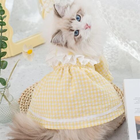 Fashion Pet Dog Clothes, Cute Dresses for Small Dogs Cats Summer Puppy Skirt Pup Yorkie Clothing Sundress Costume Cat Clothing Female Pet Skirt Outfit for Chihuahua Yorkies Pup Cat Outfit（Yellow, XXL） in Saudi Arabia