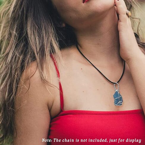 Natural Gemstone Aquamarine Crystals Pendants, Handmade Blue Irregular Healing Crystal Charms Wire Wrapped Pendant, DIY Necklace Raw Stone Necklace Pendants for Jewelry Making in Kuwait