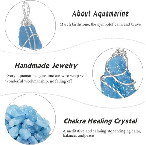 Natural Gemstone Aquamarine Crystals Pendants, Handmade Blue Irregular Healing Crystal Charms Wire Wrapped Pendant, DIY Necklace Raw Stone Necklace Pendants for Jewelry Making in Kuwait