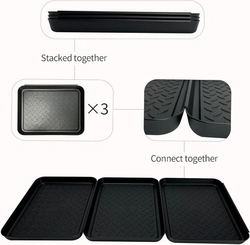 Shoe Tray for Entryway, 3 Pack Indoor Mats, Dog Feed Mat, Rain Boots Drying Tray, Black in Saudi Arabia