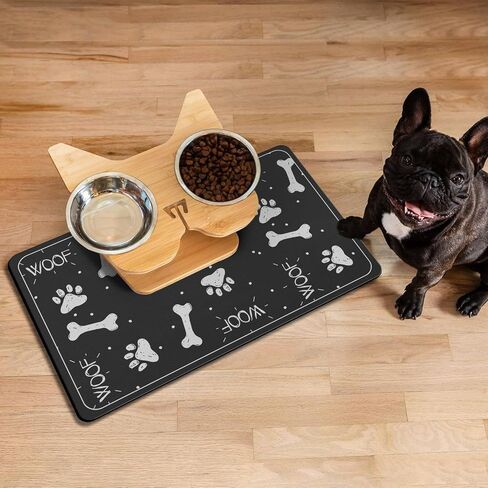 Pet Feeding Mat Dog Mat for Food and Water Dog Food Mat-Absorbent Quick Dry Dog Feeding Bowl Mat Pet Supplies (Dark Grey, 20"x12") in Saudi Arabia