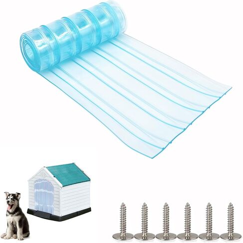 Dog Door Replacement Flaps, Safe PVC Plastic Vinyl Strip for Dog House Cat Doors, Flexible Soft Thicken Weatherproof for Pet Doghouse with Screws, Easy to DIY Cut & Install, 11.8in x 4.9ft in Saudi Arabia