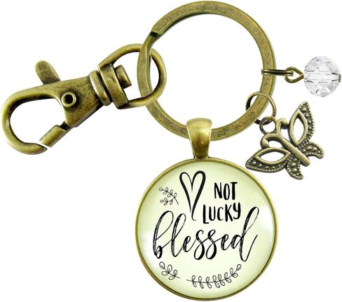 Not Lucky, Blessed Keychain Faith Inspired Vintage Jewelry For Women Butterfly Gift in Saudi Arabia