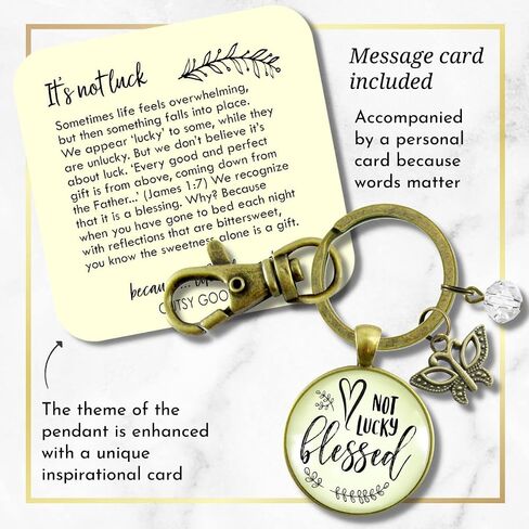 Not Lucky, Blessed Keychain Faith Inspired Vintage Jewelry For Women Butterfly Gift in Saudi Arabia