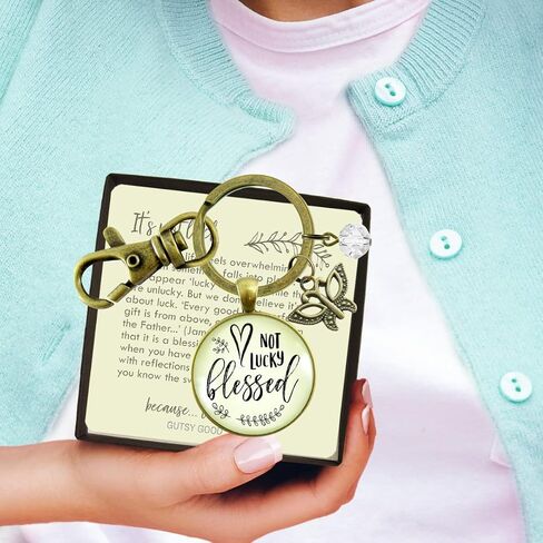 Not Lucky, Blessed Keychain Faith Inspired Vintage Jewelry For Women Butterfly Gift in Saudi Arabia