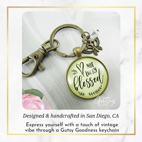 Not Lucky, Blessed Keychain Faith Inspired Vintage Jewelry For Women Butterfly Gift in Saudi Arabia