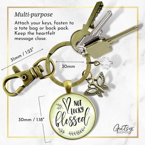 Not Lucky, Blessed Keychain Faith Inspired Vintage Jewelry For Women Butterfly Gift in Saudi Arabia