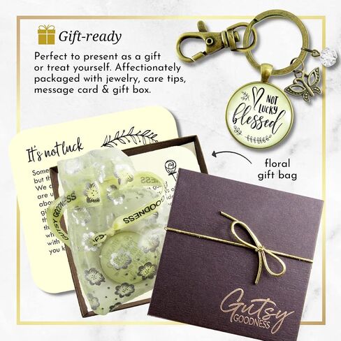 Not Lucky, Blessed Keychain Faith Inspired Vintage Jewelry For Women Butterfly Gift in Saudi Arabia