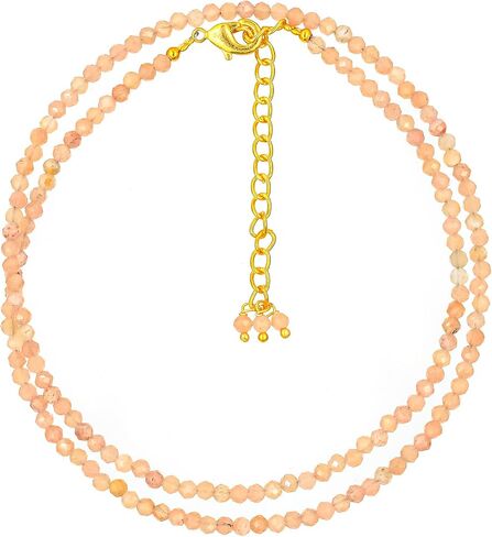 Natural Peach Moonstone Gemstone Handmade Beaded Necklace, Faceted Beads Energy Stones, June Birthstone, Healing Crystals Women Fashion Jewelry gift, Christmas Gifts in Saudi Arabia