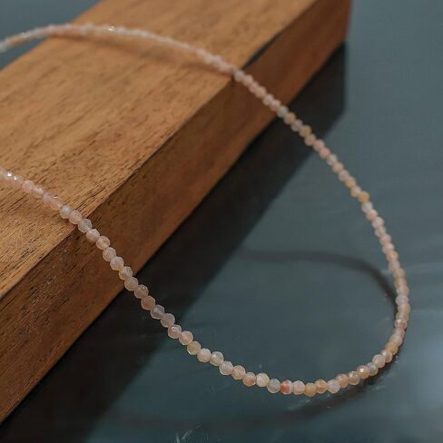 Natural Peach Moonstone Gemstone Handmade Beaded Necklace, Faceted Beads Energy Stones, June Birthstone, Healing Crystals Women Fashion Jewelry gift, Christmas Gifts in Saudi Arabia