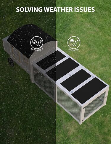 قفص أرنب، 106 بوصة حظيرة دجاج خشبية لـ 3-5 دجاج، بيت حيوانات صغير للبط والكلاب والقطط والخنازير الغينية والحمام والسلاحف مع تشغيل، سقف مقاوم للماء، صندوق التعشيش، الصواني، المنحدر، مدرب أبيض in Kuwait