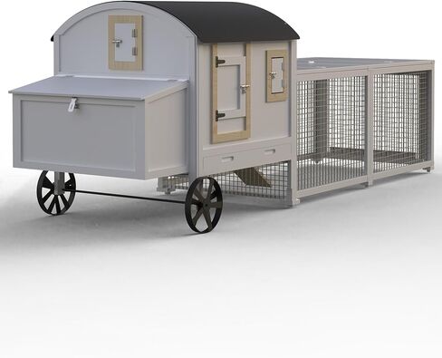 قفص أرنب، 106 بوصة حظيرة دجاج خشبية لـ 3-5 دجاج، بيت حيوانات صغير للبط والكلاب والقطط والخنازير الغينية والحمام والسلاحف مع تشغيل، سقف مقاوم للماء، صندوق التعشيش، الصواني، المنحدر، مدرب أبيض in Kuwait