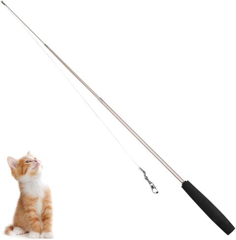 MiOYOOW Cat Toys Wand, Retractable Cat Rod 3-Section Interactive Cat Toys with EVA Non-Slip Handle for Indoor Cats Kittens(Not Include Replacement) in Kuwait