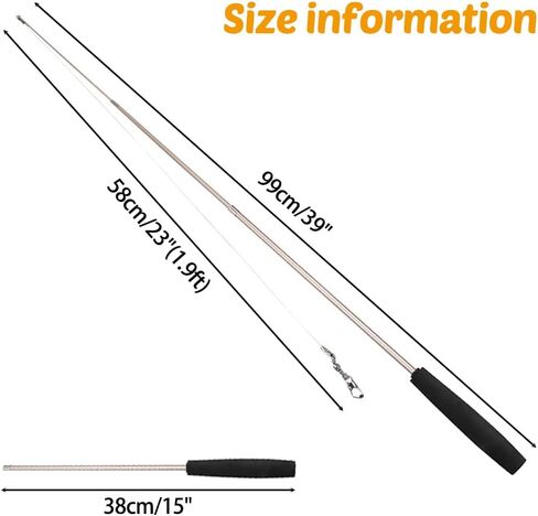 MiOYOOW Cat Toys Wand, Retractable Cat Rod 3-Section Interactive Cat Toys with EVA Non-Slip Handle for Indoor Cats Kittens(Not Include Replacement) in Kuwait