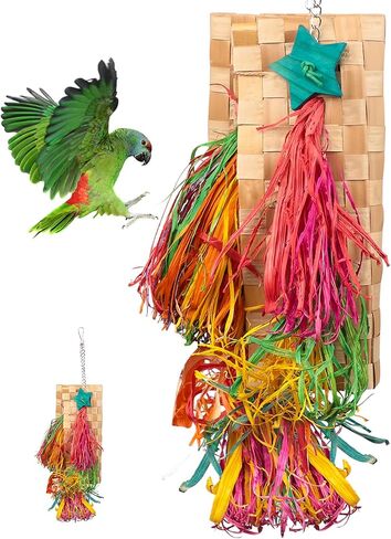 3 Pack Bird Colorful Chewing Toys Parrot Foraging Shredder Toys Shred Hanging Foraging Toys, Bird Toys for Parakeets Edible Palm Leaf Woven for Cockatiel Conure African Grey Parrot in Saudi Arabia