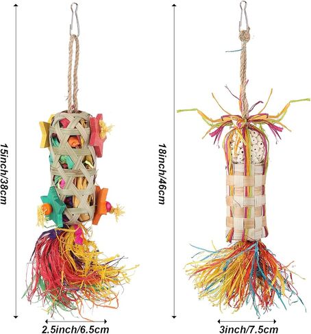 3 Pack Bird Colorful Chewing Toys Parrot Foraging Shredder Toys Shred Hanging Foraging Toys, Bird Toys for Parakeets Edible Palm Leaf Woven for Cockatiel Conure African Grey Parrot in Saudi Arabia