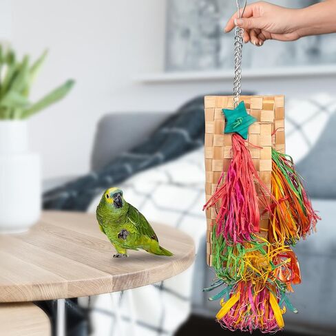 3 Pack Bird Colorful Chewing Toys Parrot Foraging Shredder Toys Shred Hanging Foraging Toys, Bird Toys for Parakeets Edible Palm Leaf Woven for Cockatiel Conure African Grey Parrot in Saudi Arabia