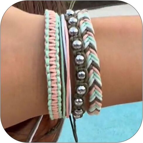 Handmade Bracelet for Men Women Friendship Bracelet Set Birthday Colorful Handmade Braided String Bracelets Adjustable Multicolor Wrist Cord Bohemian Jewelry Birthday Gifts in Saudi Arabia