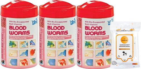 Bundle (3) Hikari Bio-Pure Blood Worms Freeze-Dried Fish Food (0.42-oz Each) with AuroraPet Wipes in Saudi Arabia