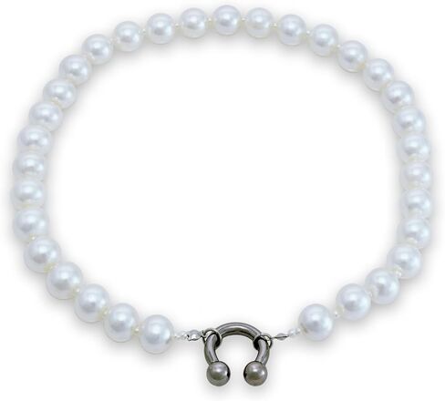 Unisex HANDMADE MGK Inspired, Punk Faux Pearl Necklace, Steel Horseshoe Clasp Pearl Necklace, Emo, Y2K, Trendy in Saudi Arabia