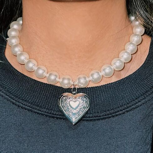 Unisex HANDMADE MGK Inspired, Punk Faux Pearl Necklace, Steel Horseshoe Clasp Pearl Necklace, Emo, Y2K, Trendy in Saudi Arabia