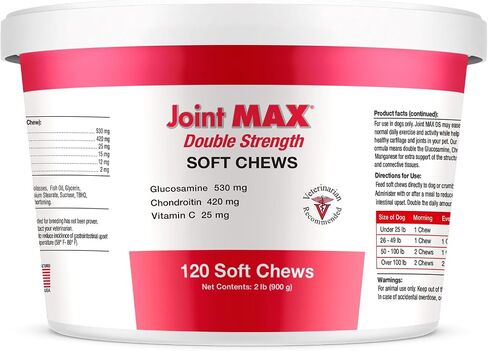 Double Strength Soft Chews for Dogs - Vitamins, Minerals, Antioxidants - Glucosamine, Chondroitin - Beef Flavor - Maximum Joint Health Supplement - 120 Chews in Kuwait