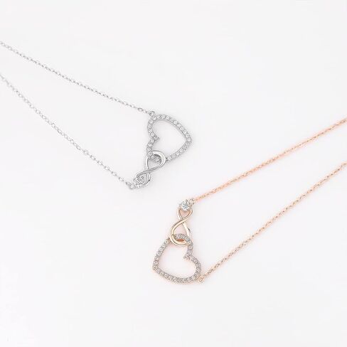 Infinity Heart Necklace for Women Silver Cubic Zirconia Diamond Gold Necklace Heart Charm Infinity Sign Necklace Friendship Promise Gift (Gold) in Saudi Arabia