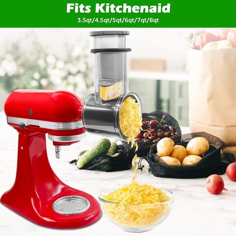 Slicer Shredder Attachments for Kitchen Aid Stand Mixer,Food Slicers Cheese Grater Attachment for Kitchen aid Accessories, Salad Maker Accessory Vegetable Chopper Slicer Accessories with 5 Blades in Kuwait