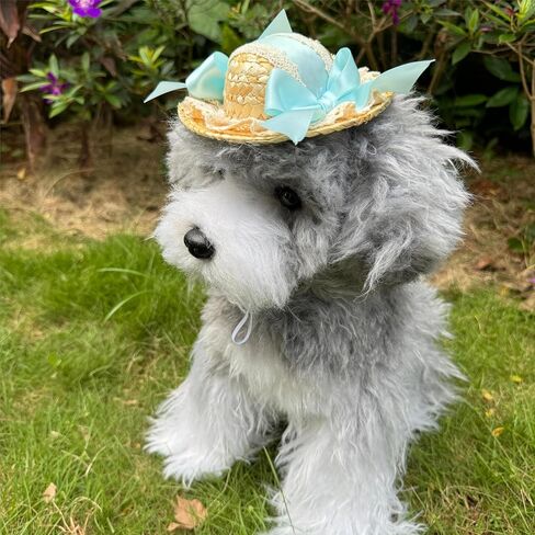 Handmade Pet Straw Hat,Fairy Bow Dog Hat,Funny Sombrero Cap for Party Decorations,Cute Cat Outfit for Cats and Small Dogs,Cat Birthday Gifts for Party,Photo Prop in Kuwait