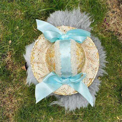 Handmade Pet Straw Hat,Fairy Bow Dog Hat,Funny Sombrero Cap for Party Decorations,Cute Cat Outfit for Cats and Small Dogs,Cat Birthday Gifts for Party,Photo Prop in Kuwait