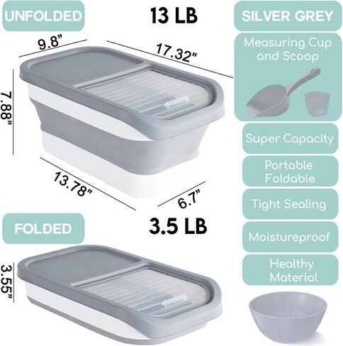 Ino 10-13 lbs Dod Food Container Set- Airtight Lid, Scoop, Measuring Cup and Silicone Bowl-Convenient Pet Food Storage Solution for Dogs, Cats with Airtight Seal, Leakproof, and Portable Design. in Saudi Arabia