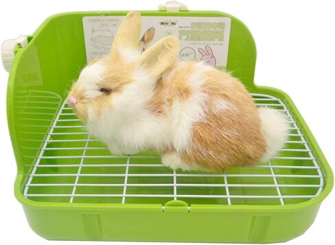 SunshineBio Rabbit Litter Box Toilet for Small Animal Bunny Rabbits Guinea Pig Galesaur Ferrets Corner Litter Pan Potty Trainer with Stainless Steel Panel Small Pets Cage Toilet Bedding Box (Green) in Kuwait