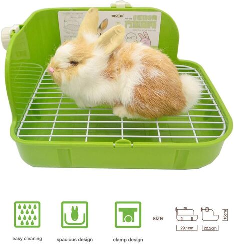 SunshineBio Rabbit Litter Box Toilet for Small Animal Bunny Rabbits Guinea Pig Galesaur Ferrets Corner Litter Pan Potty Trainer with Stainless Steel Panel Small Pets Cage Toilet Bedding Box (Green) in Kuwait