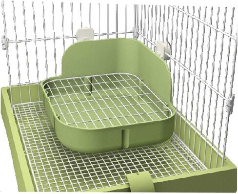 SunshineBio Rabbit Litter Box Toilet for Small Animal Bunny Rabbits Guinea Pig Galesaur Ferrets Corner Litter Pan Potty Trainer with Stainless Steel Panel Small Pets Cage Toilet Bedding Box (Green) in Kuwait