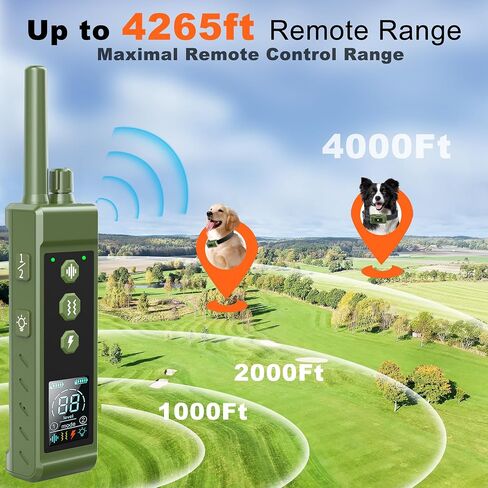 Dog Shock Collar 3200-4265Ft Dog Training Collar with Remote for Large Medium Small Dogs, IPX7 Waterproof with 4 Safe Training Modes, Security Lock, Dog Bark E-Collar for All Breeds(Green) in Saudi Arabia