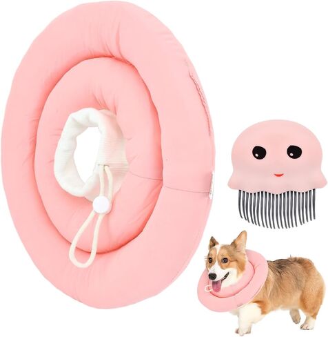 Dog Cone, Pet Collar Set, Adjustable Dog Pillow Cone with Leash, Waterproof Post-Operative Recovery Collar, Lick Resistant, for Small Dogs, Medium Dogs(Size:L) in Saudi Arabia