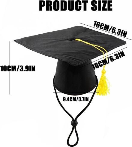 قطعتان من قبعة التخرج للحيوانات الأليفة للكلاب والقطط، قبعة تخرج للكلاب والقطط، أزياء حفلات أعياد الحيوانات الأليفة، زي إكسسوار لصور الحيوانات الأليفة، قبعة للحيوانات الأليفة مع شرابة صفراء in Kuwait