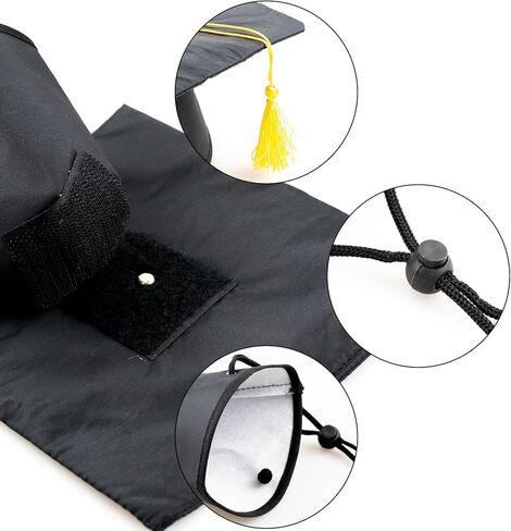 قطعتان من قبعة التخرج للحيوانات الأليفة للكلاب والقطط، قبعة تخرج للكلاب والقطط، أزياء حفلات أعياد الحيوانات الأليفة، زي إكسسوار لصور الحيوانات الأليفة، قبعة للحيوانات الأليفة مع شرابة صفراء in Kuwait