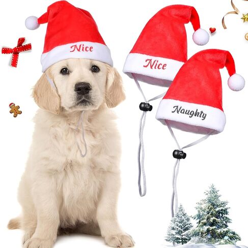 2 Pieces Dog Santa Hat Cute Cat Christmas Hats Adjustable Pet Costumes for Christmas Cats Dogs Pets Outfit Supplies (7.87'' x 7.87'') in Saudi Arabia